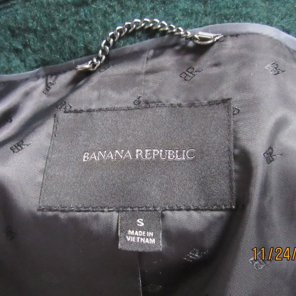 Vintage Banana Republic Dark Kelly Green Wool Jacket sz S - Picture 7 of 7